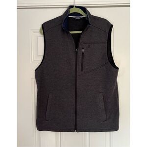 Izod Men’s Large Grey Blue Fleece Lined Vest Jacket Full Zip Hiking Outdoors